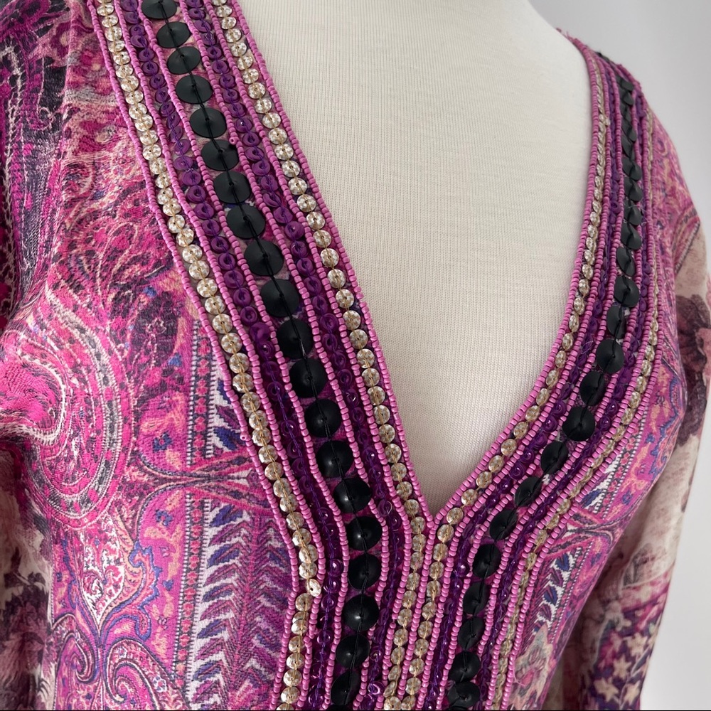 TAJ silk beaded caftan tunic - Picture 8 of 11